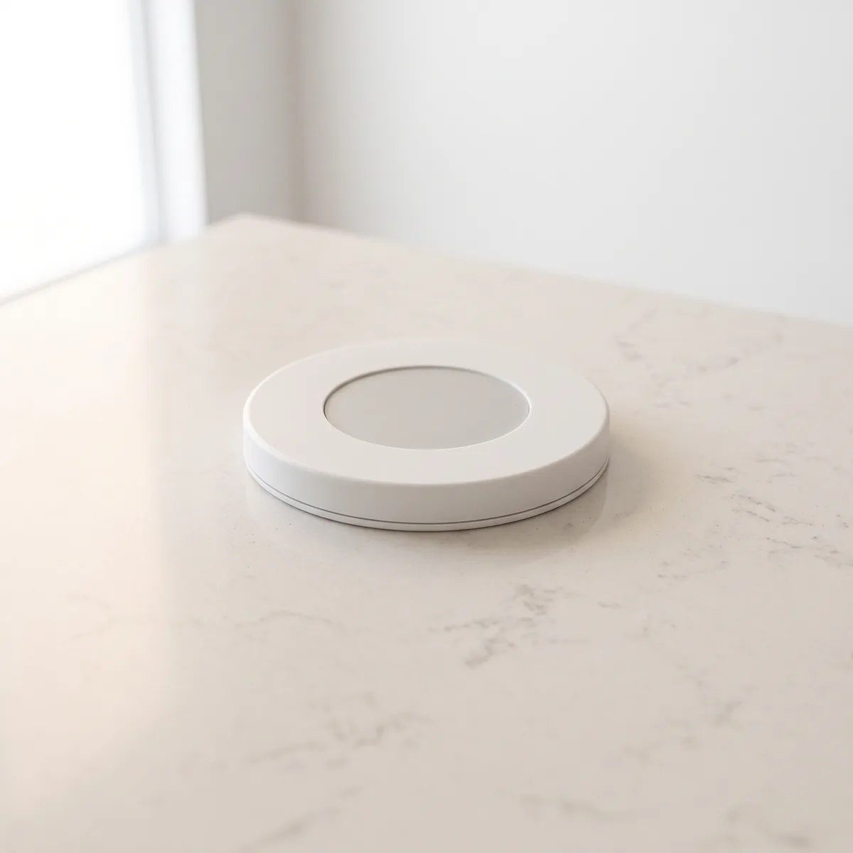 The swivel base in Cloud, a matte white finish