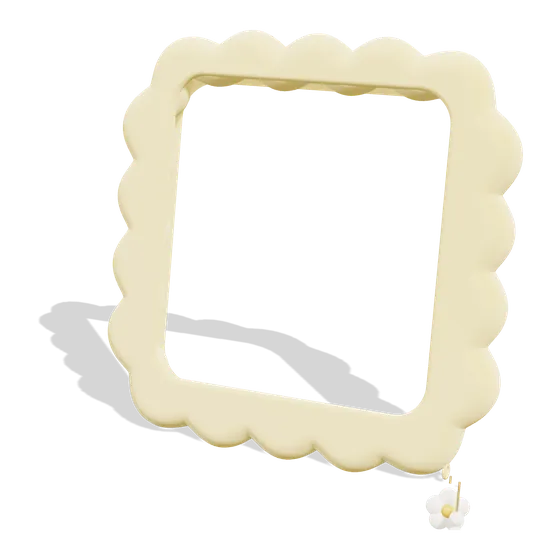 Butter Wave: a butter-yellow wave-edged frame with a daisy and pearl charm
