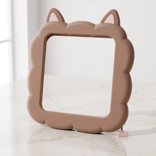 Cocoa Kitty: a cocoa cloud-edged frame with cat ears